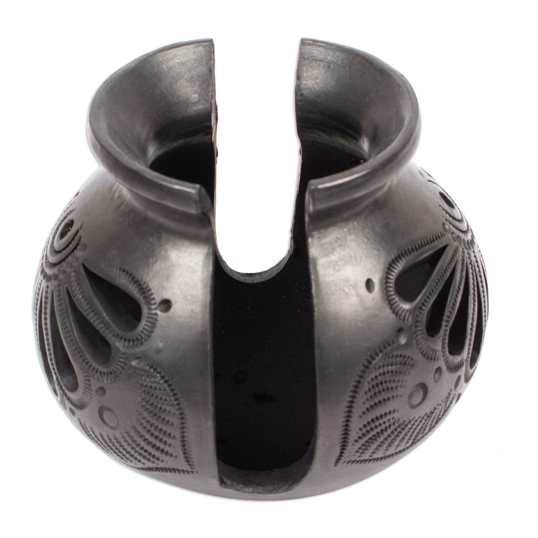 Oaxaca Barro Negro Ceramic Napkin Holder - Fan Flower