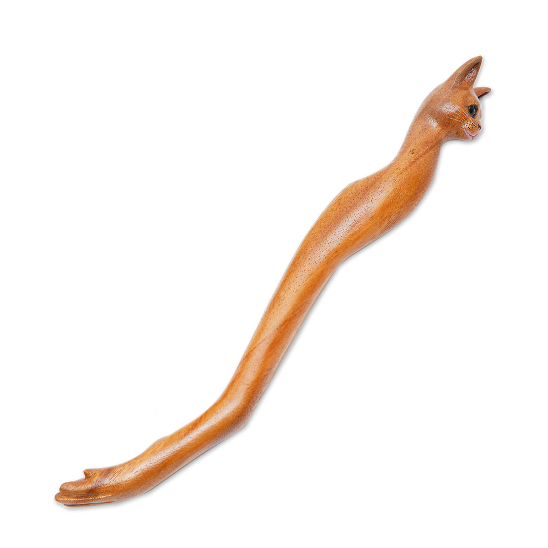 Cat Paw Wood Back Scratcher Hand Carved in Bali - Kitty Comfort in Natural