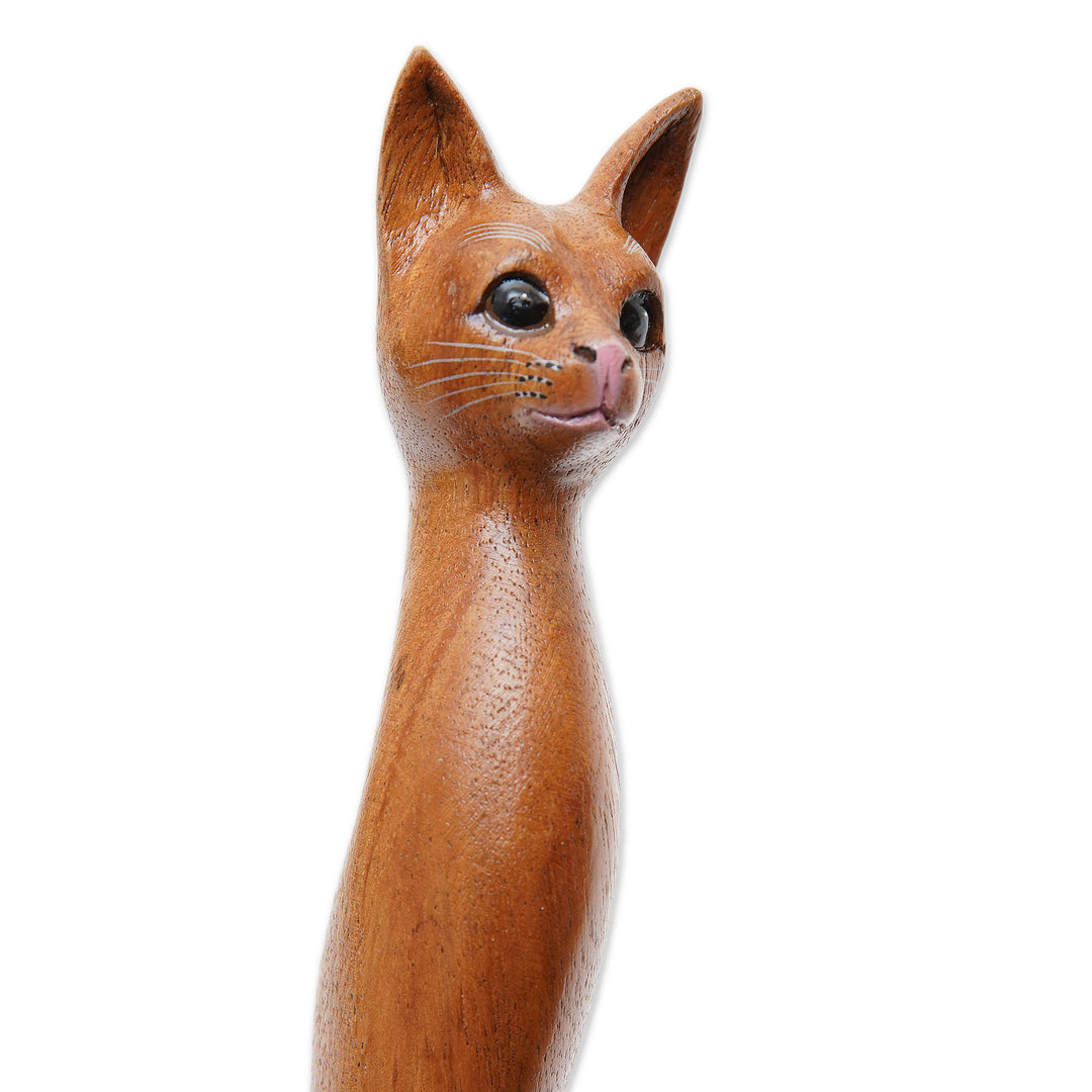Cat Paw Wood Back Scratcher Hand Carved in Bali - Kitty Comfort in Natural