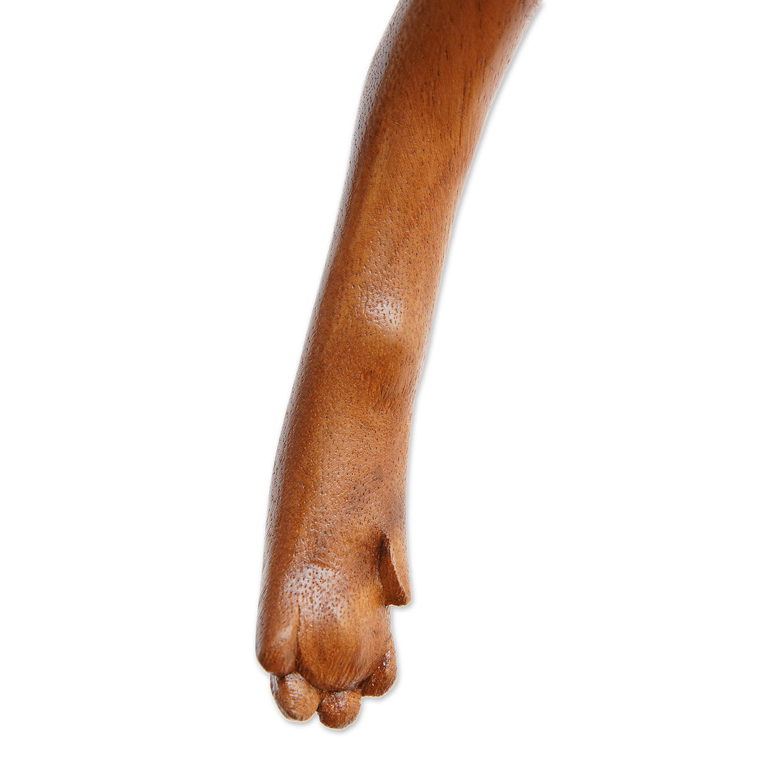 Cat Paw Wood Back Scratcher Hand Carved in Bali - Kitty Comfort in Natural