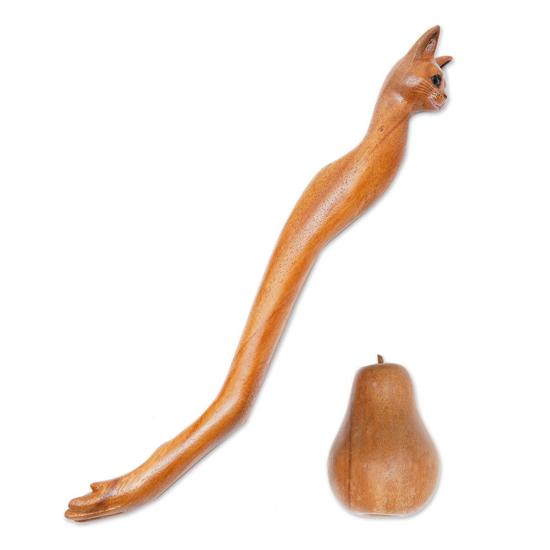 Cat Paw Wood Back Scratcher Hand Carved in Bali - Kitty Comfort in Natural