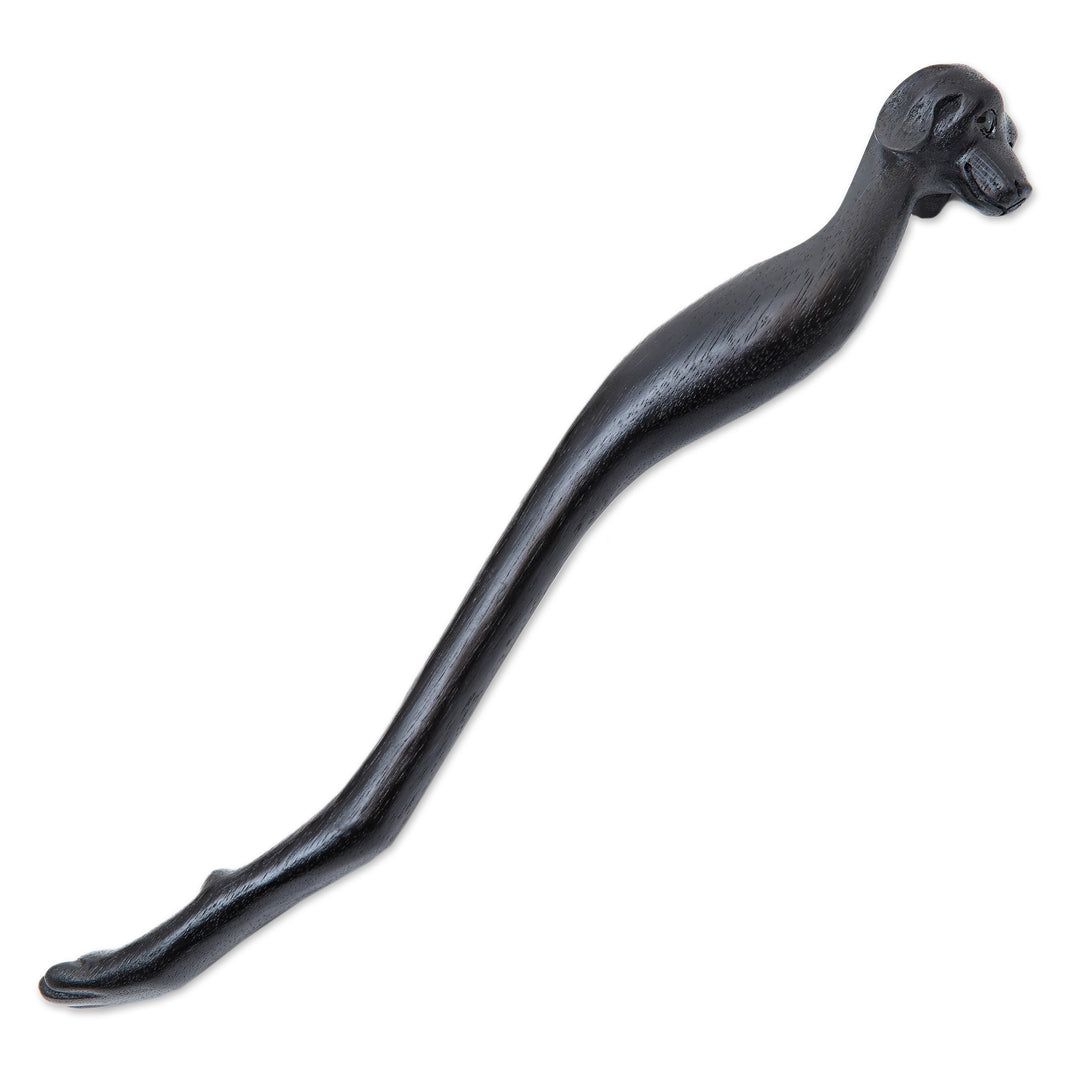 Black Dachshund Dog Paw Wood Back Scratcher from Bali - Dachshund Delight in Black