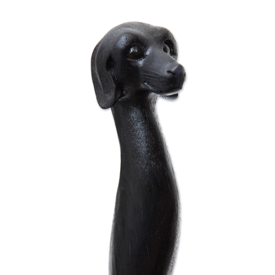 Black Dachshund Dog Paw Wood Back Scratcher from Bali - Dachshund Delight in Black