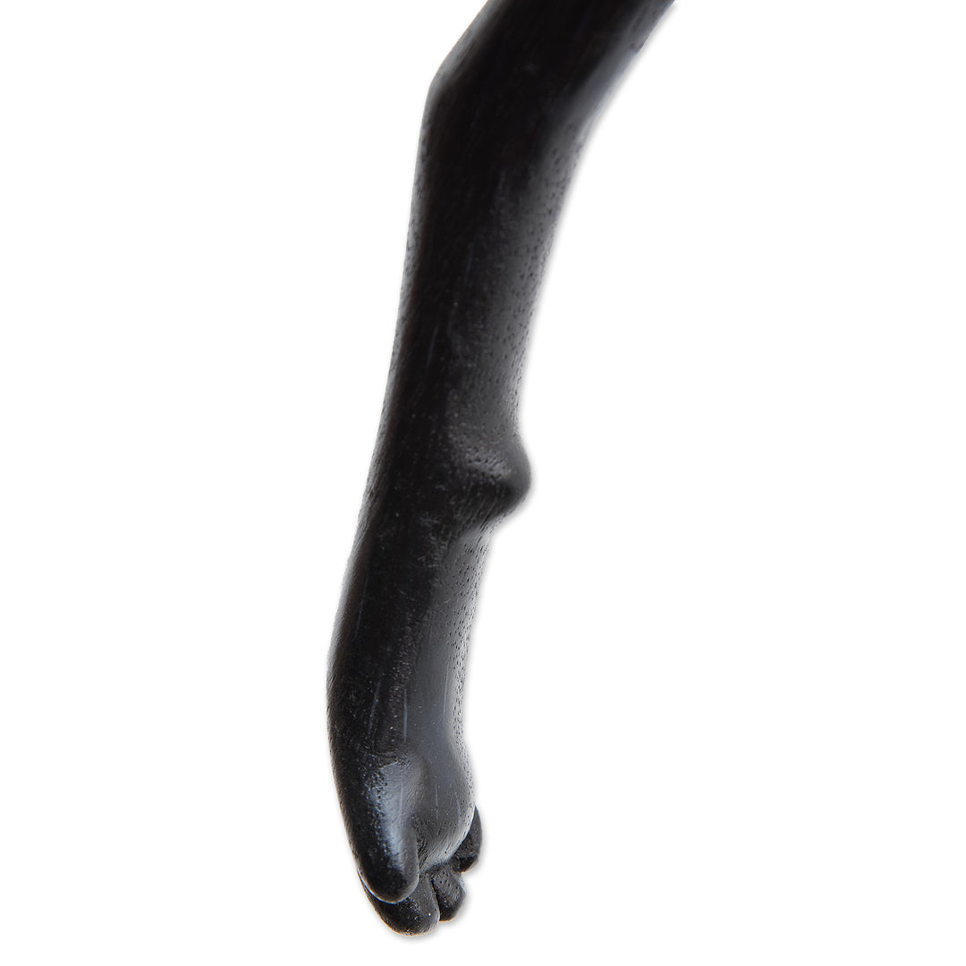 Black Dachshund Dog Paw Wood Back Scratcher from Bali - Dachshund Delight in Black