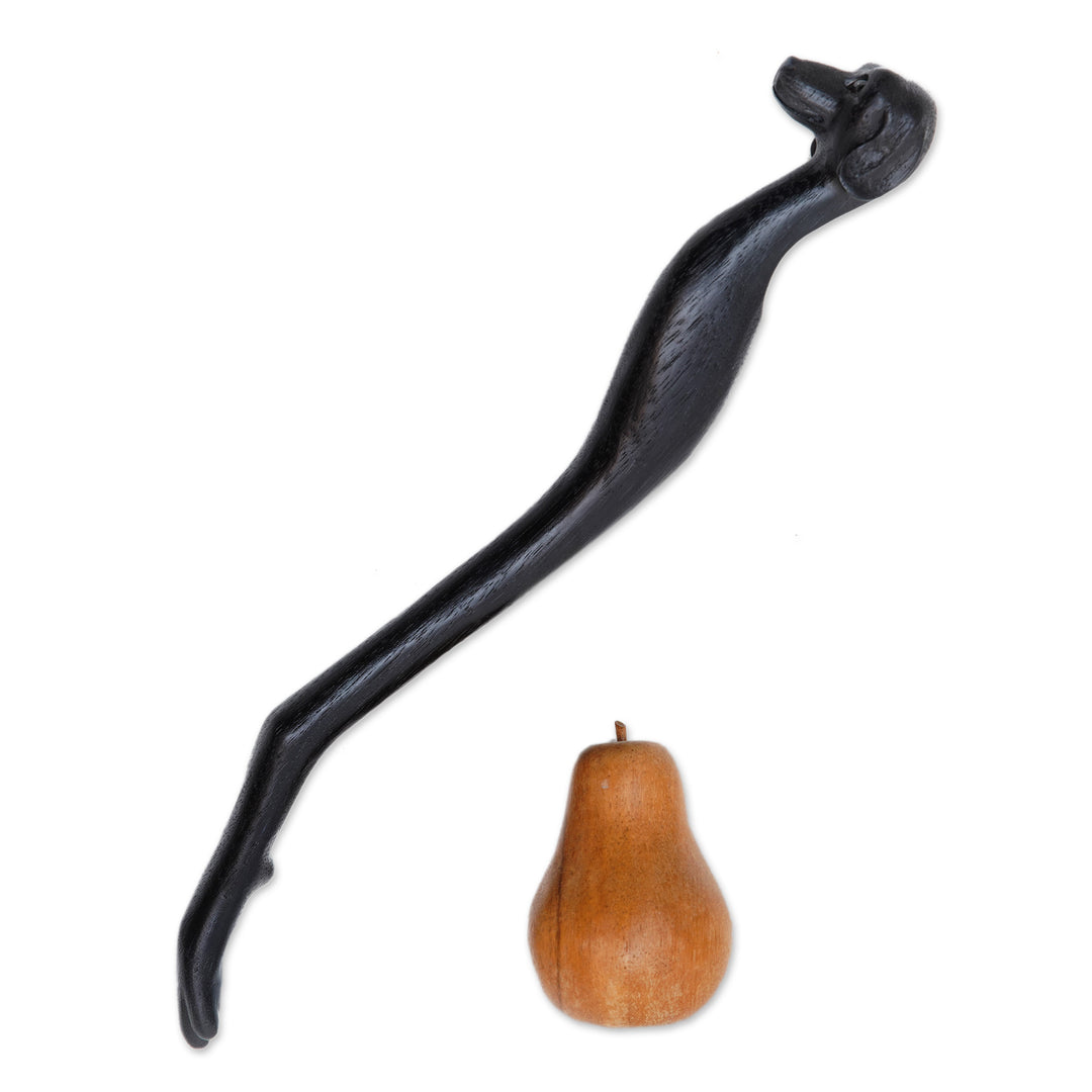 Black Dachshund Dog Paw Wood Back Scratcher from Bali - Dachshund Delight in Black
