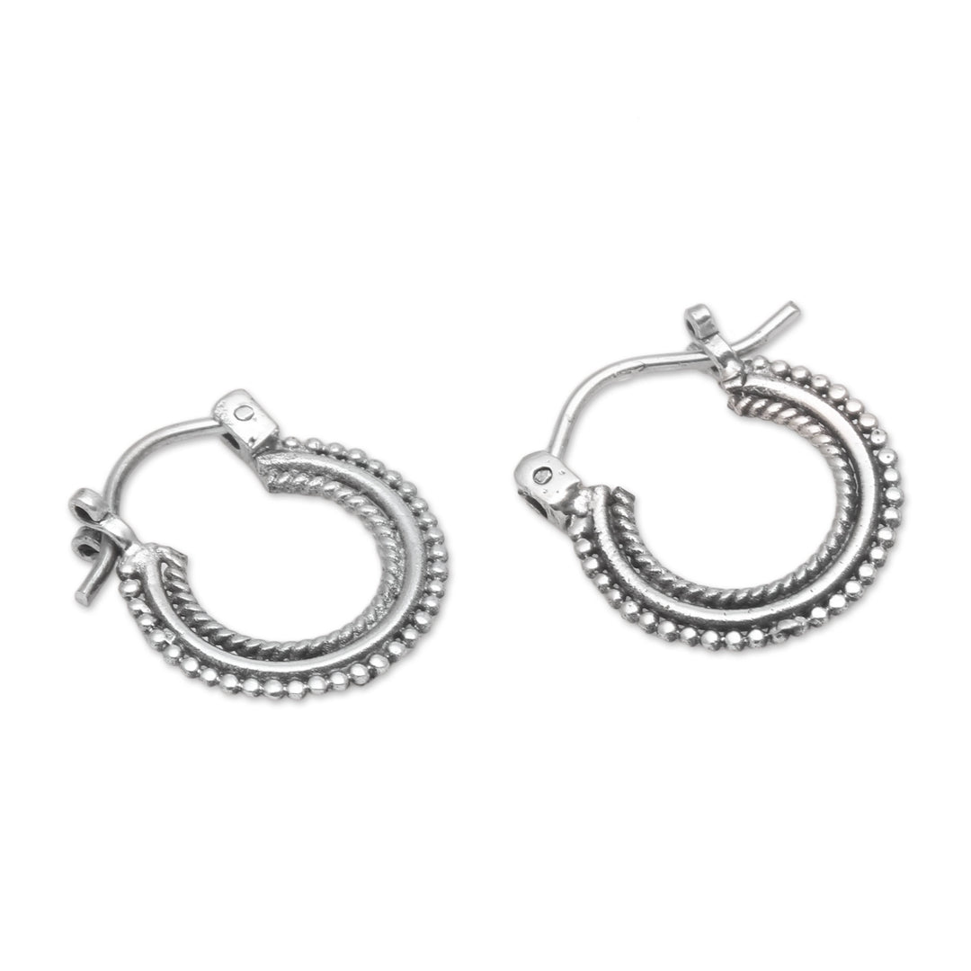 Sterling Silver Hoop Earrings Handcrafted in Bali - Luminescent Halo