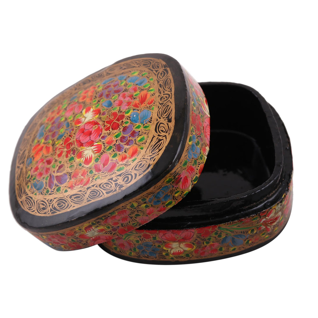 Hand-Painted Floral and Metallic Gold Decorative Box - Cheerful Flare