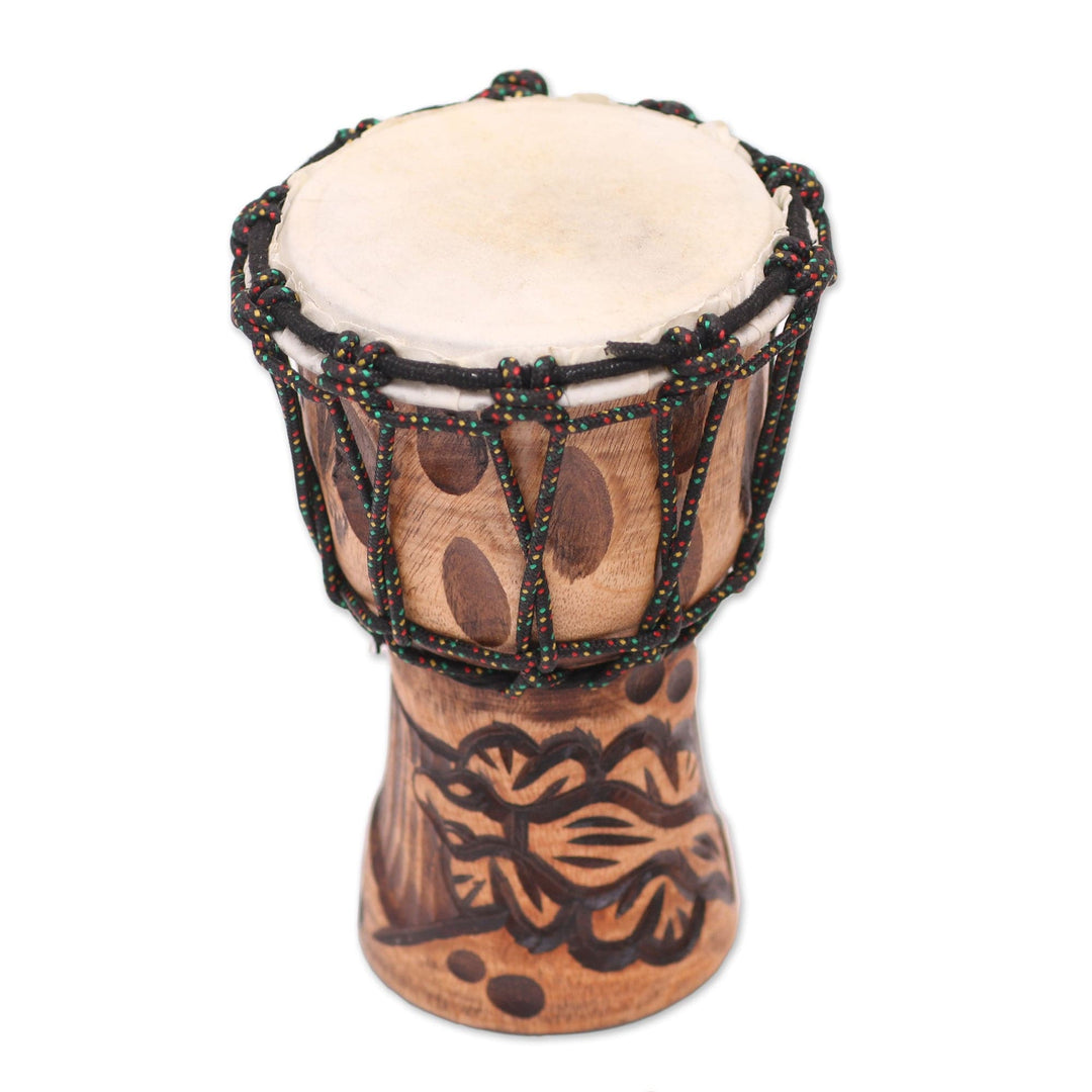 Mahogany Mini Djembe Drum Handmade in Bali - Gecko Tune