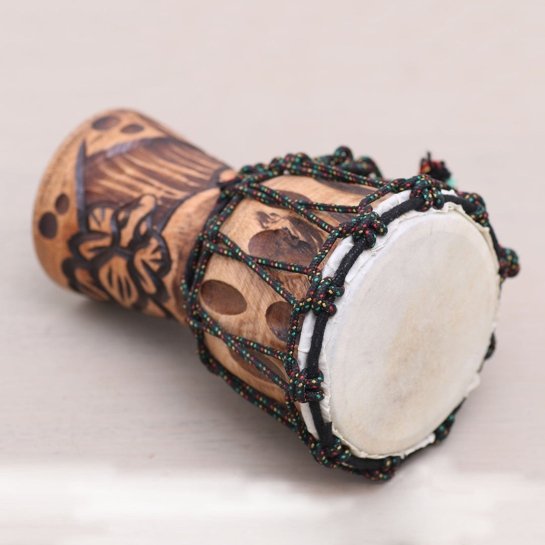 Mahogany Mini Djembe Drum Handmade in Bali - Gecko Tune