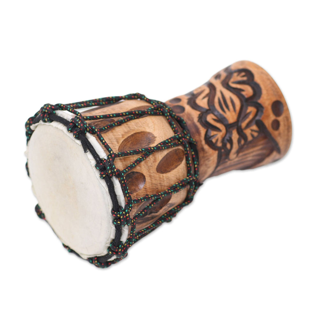 Mahogany Mini Djembe Drum Handmade in Bali - Gecko Tune