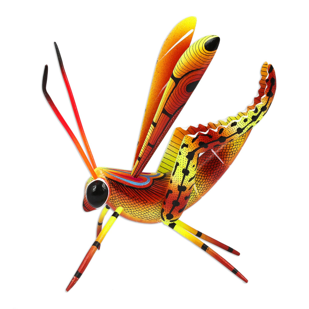 Handcrafted Copal Wood Cricket Alebrije from Mexico - Chirping Cricket