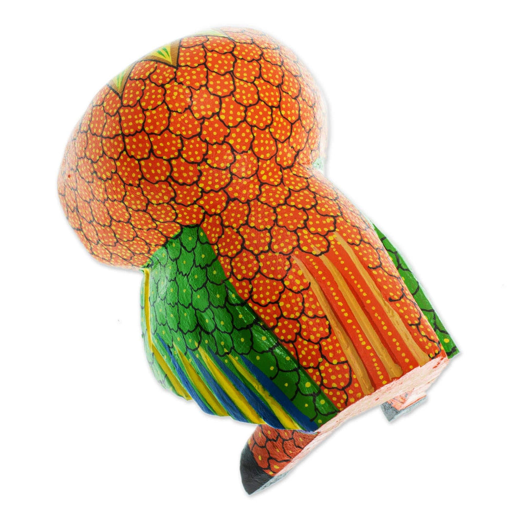 Mexican Hand Painted Copal Wood Owl Alebrije Sculpture - Nocturnal Mirage