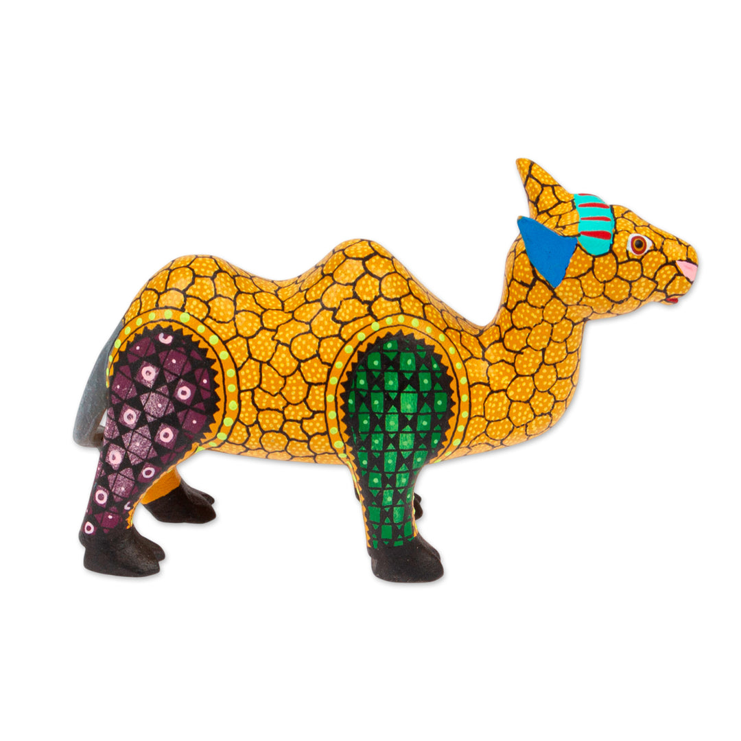 Handcrafted Copal Wood Camel Alebrije Figurine - Joyful Camel