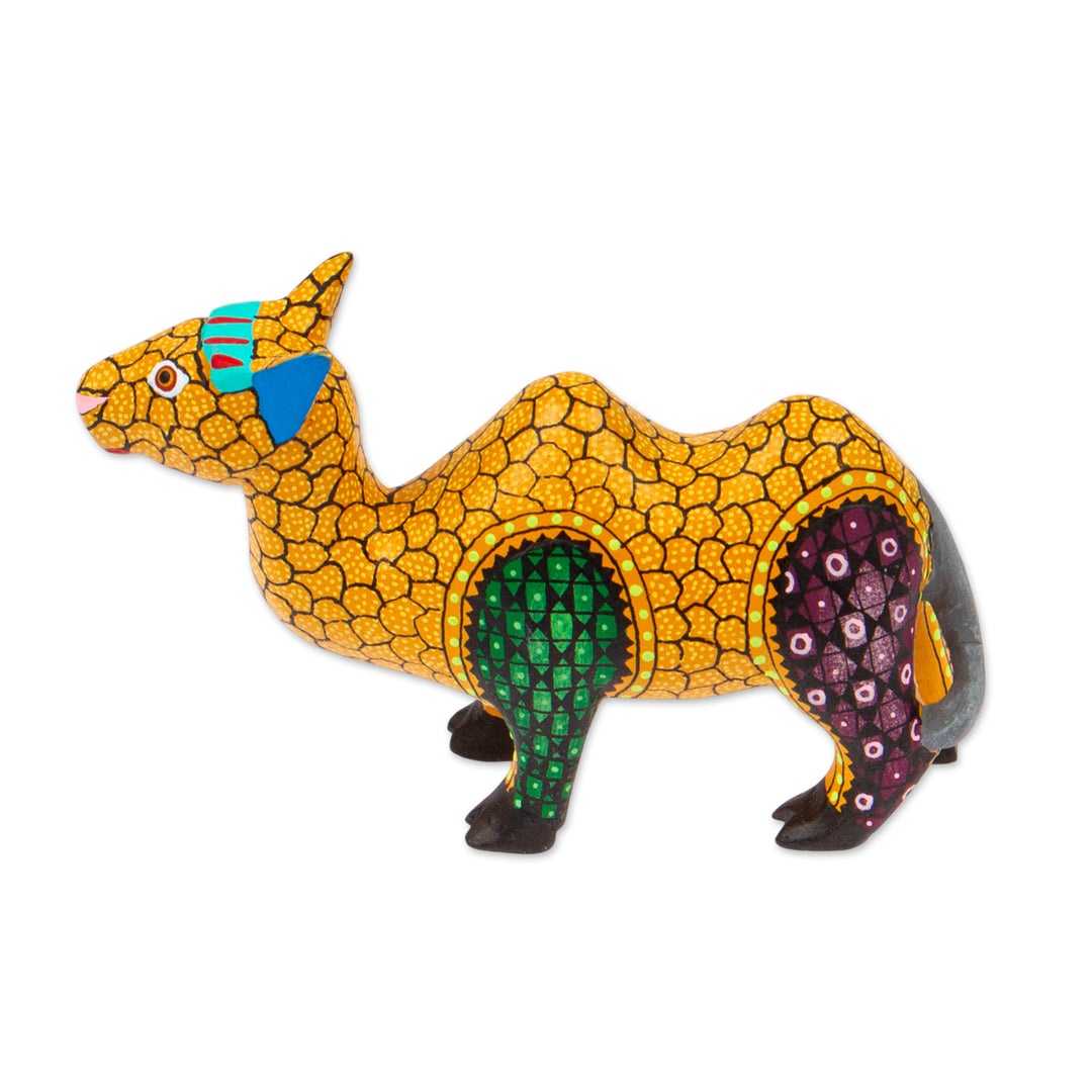 Handcrafted Copal Wood Camel Alebrije Figurine - Joyful Camel