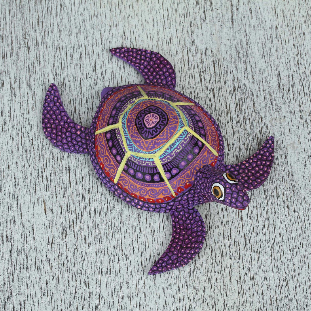 Handcrafted Copal Wood Alebrije Turtle Figurine - Exquisite Turtle