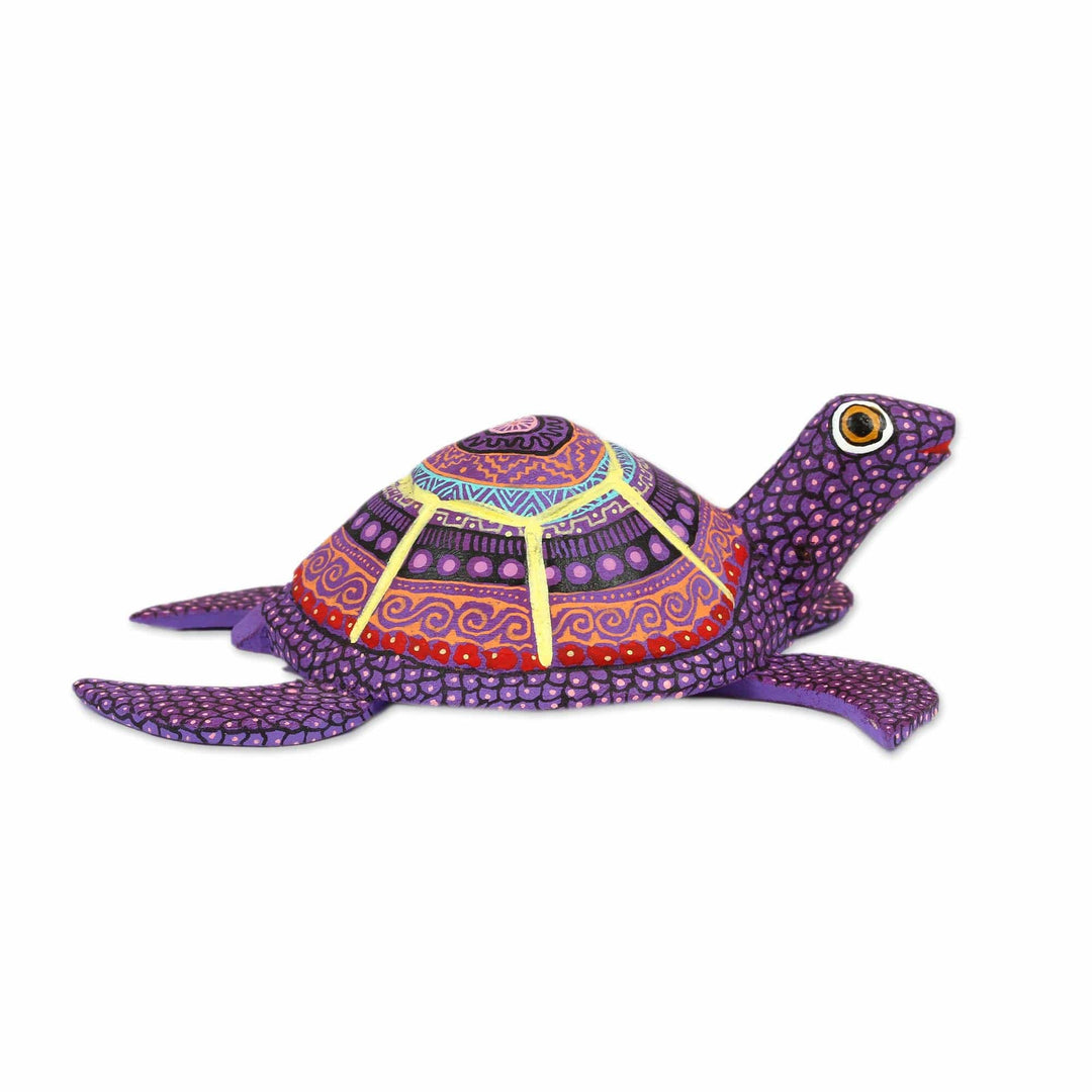 Handcrafted Copal Wood Alebrije Turtle Figurine - Exquisite Turtle