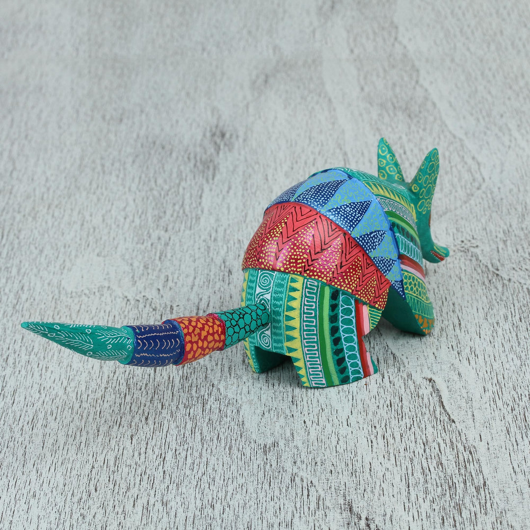 Handcrafted Copal Wood Alebrije Armadillo Figurine - Exquisite Armadillo