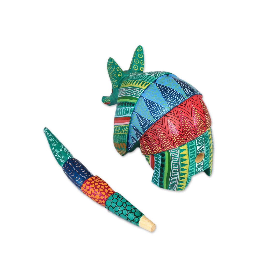 Handcrafted Copal Wood Alebrije Armadillo Figurine - Exquisite Armadillo