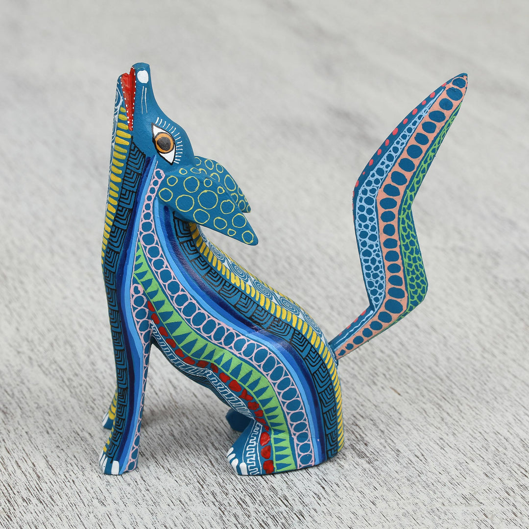 Handcrafted Copal Wood Alebrije Coyote Figurine - Coyote Charm