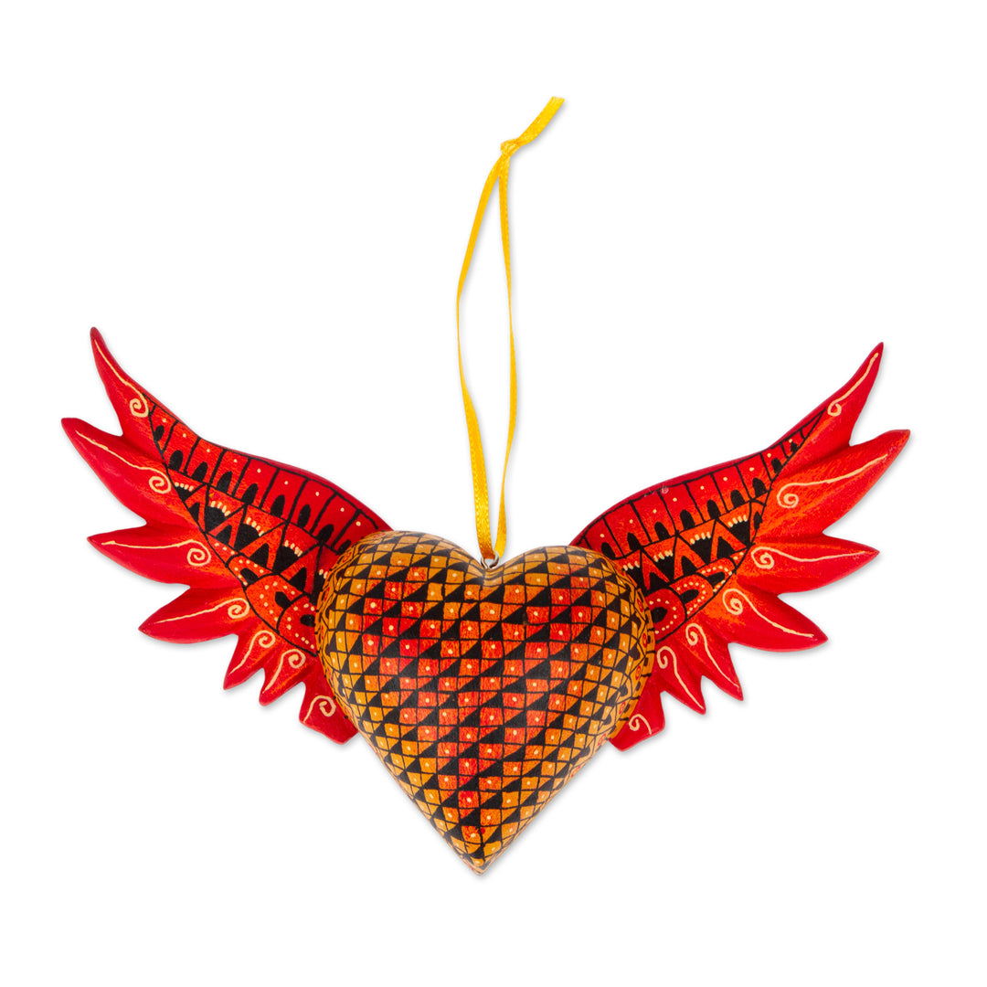 Copal Wood Heart Shaped Ornament from Mexico - Wings of the Heart