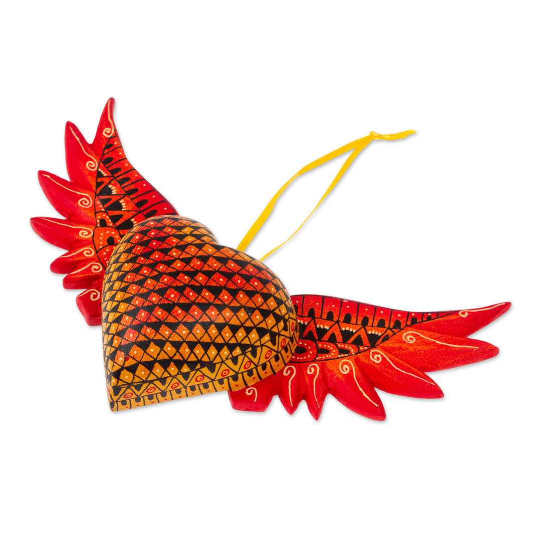 Copal Wood Heart Shaped Ornament from Mexico - Wings of the Heart