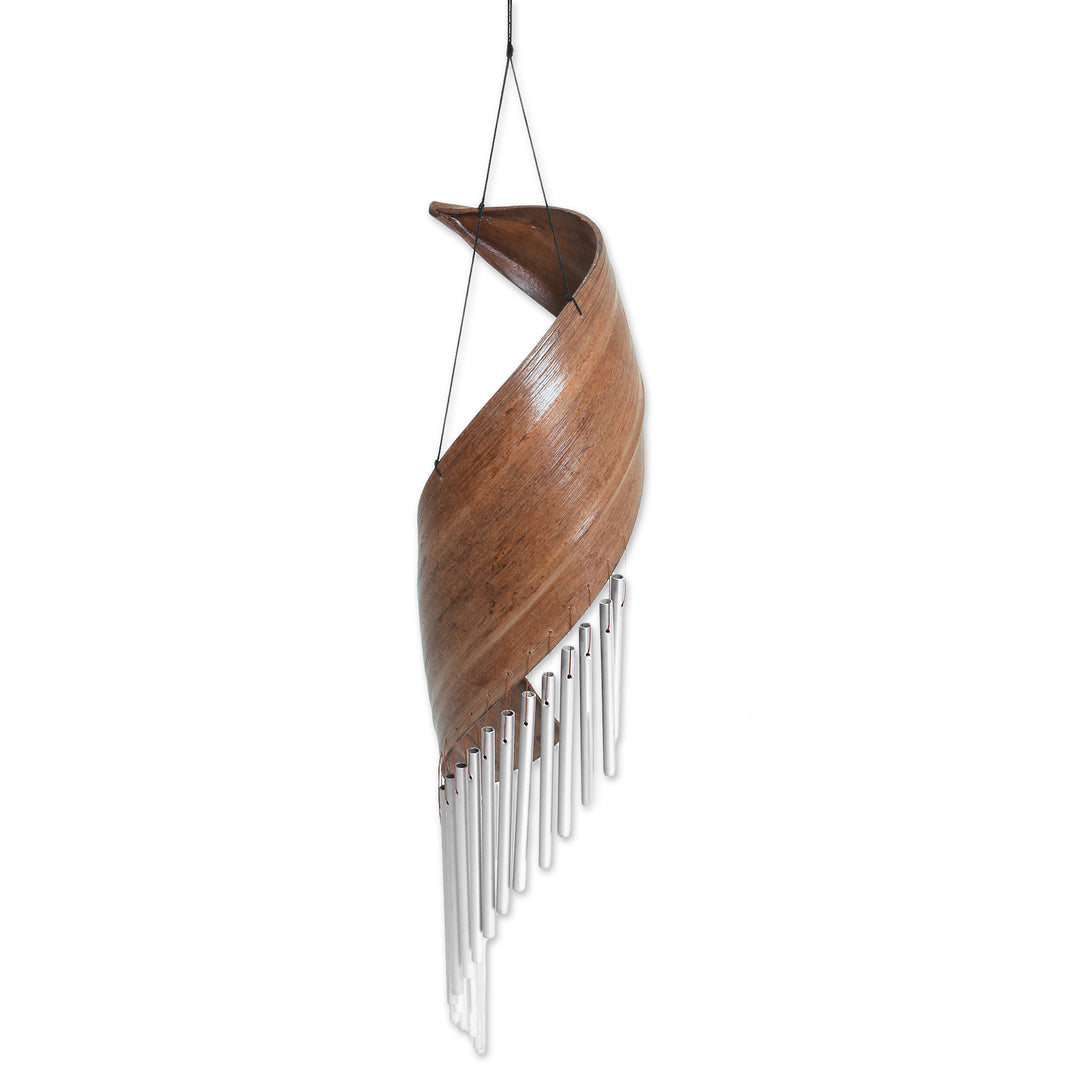 Handmade Minimalistic Coconut Tree Bark Wind Chime from Bali - Bali Serenade