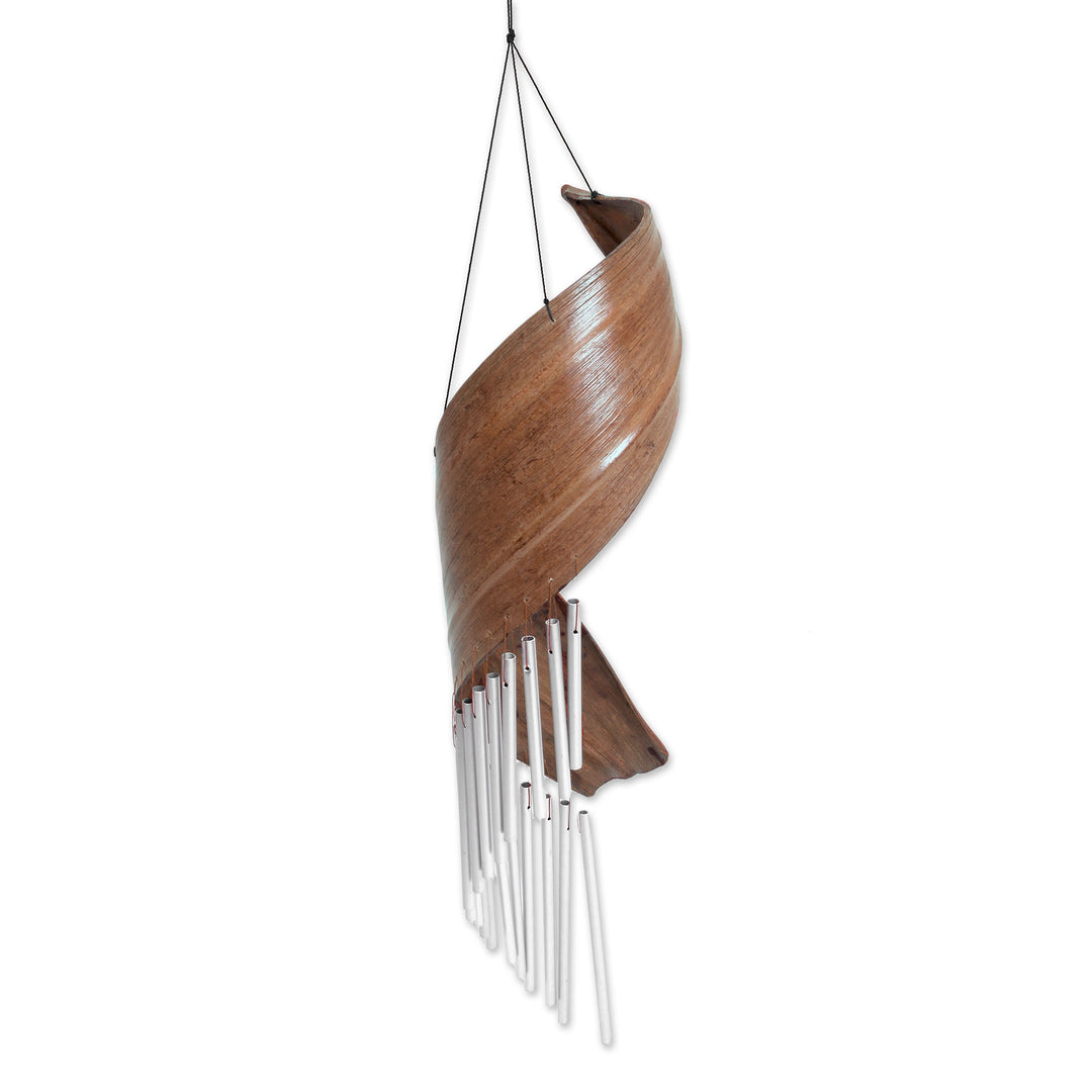 Handmade Minimalistic Coconut Tree Bark Wind Chime from Bali - Bali Serenade