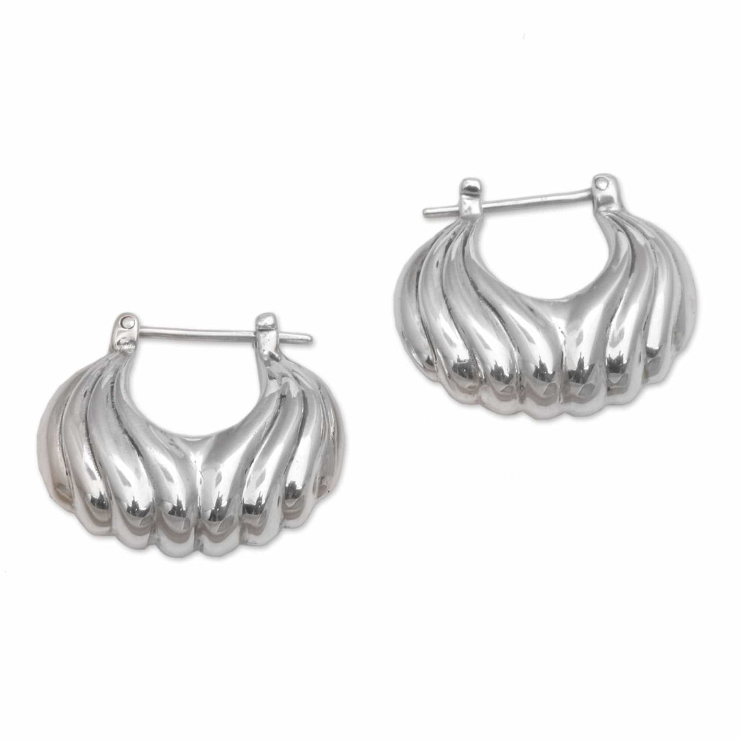 Sterling Silver Daylight Seashells Hoop Earrings - Daylight Shells