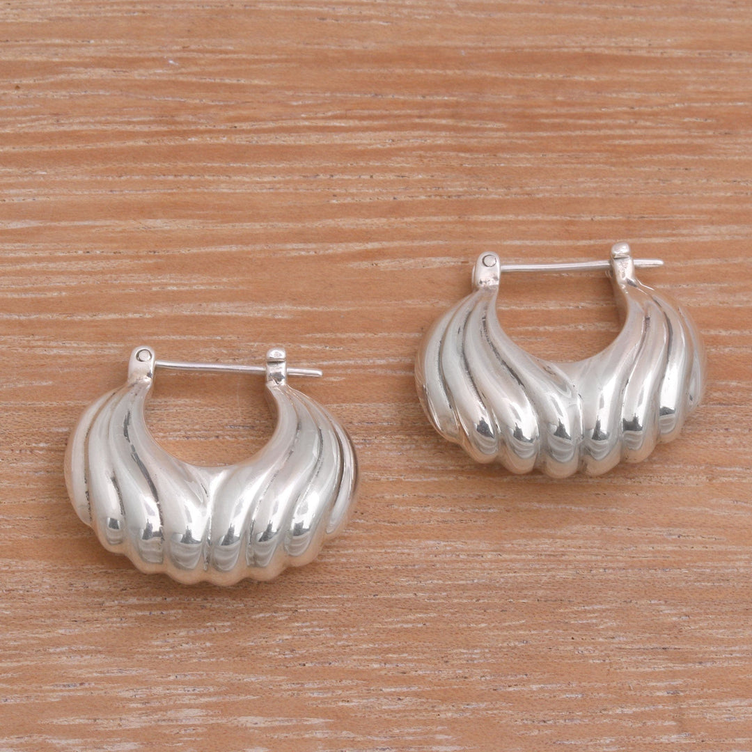 Sterling Silver Daylight Seashells Hoop Earrings - Daylight Shells