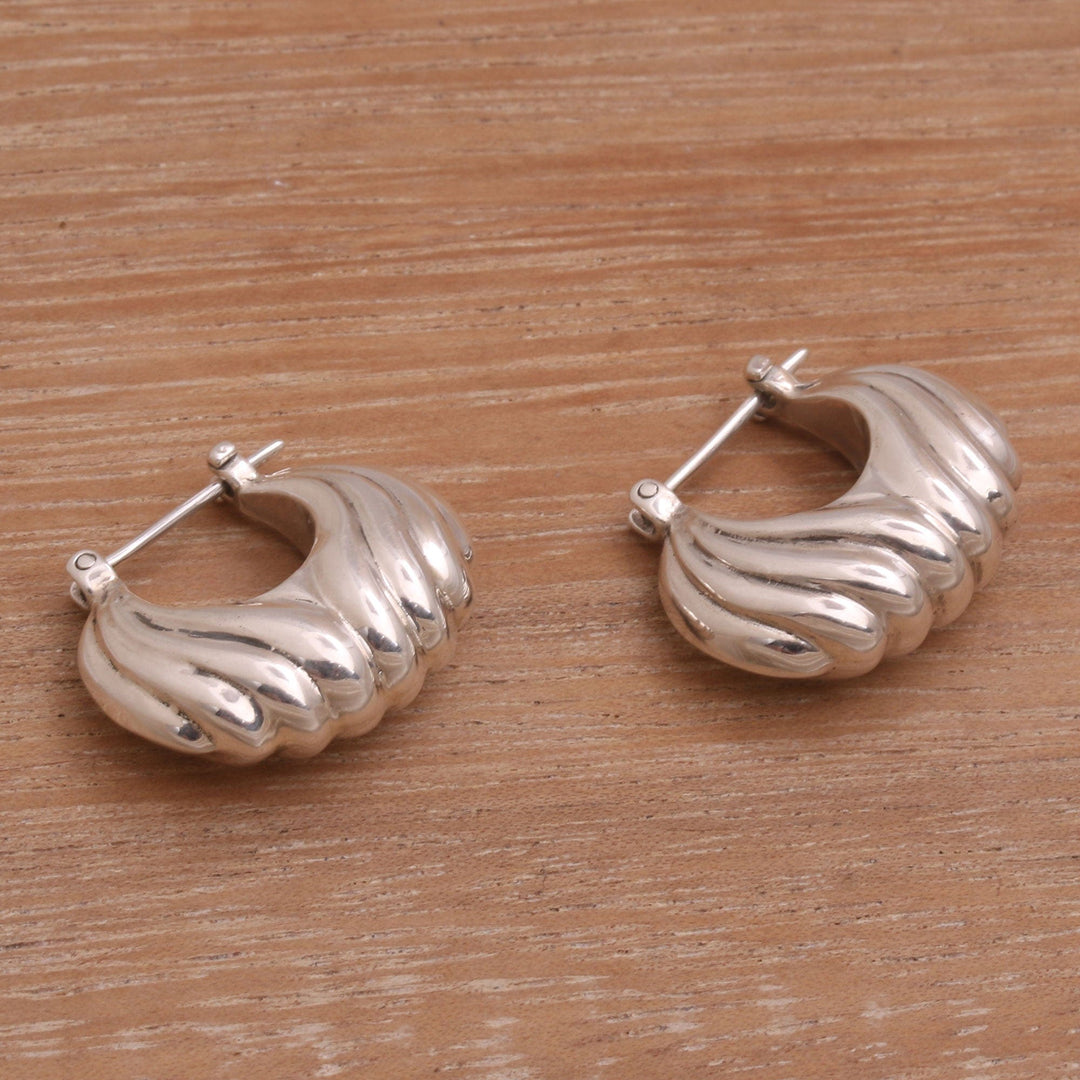 Sterling Silver Daylight Seashells Hoop Earrings - Daylight Shells