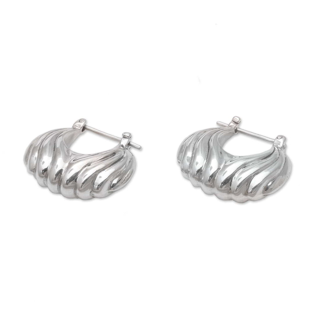 Sterling Silver Daylight Seashells Hoop Earrings - Daylight Shells