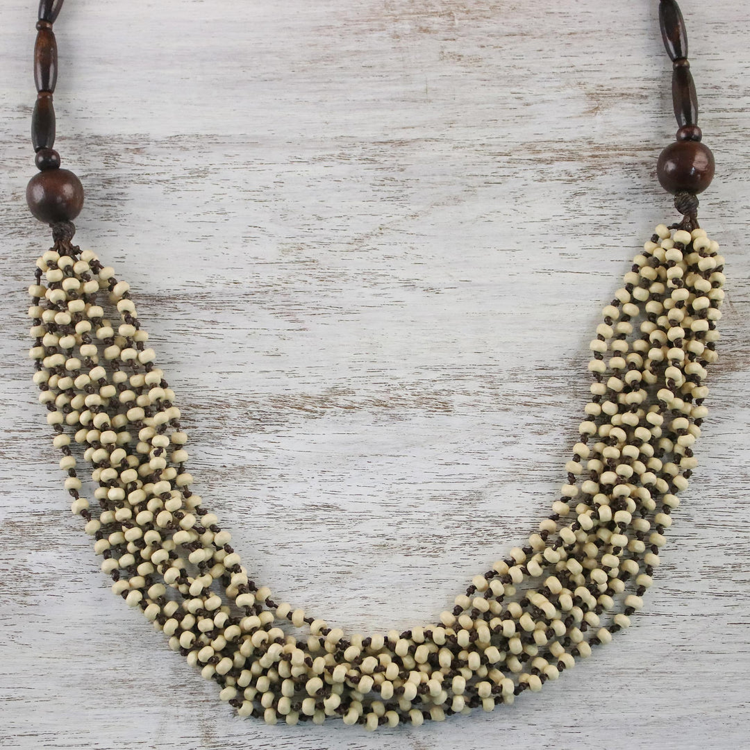 Handcrafted Littleleaf Boxwood Ivory Beaded Necklace - Rising Summer Ivory