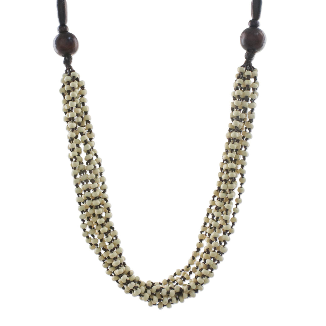 Handcrafted Littleleaf Boxwood Ivory Beaded Necklace - Rising Summer Ivory