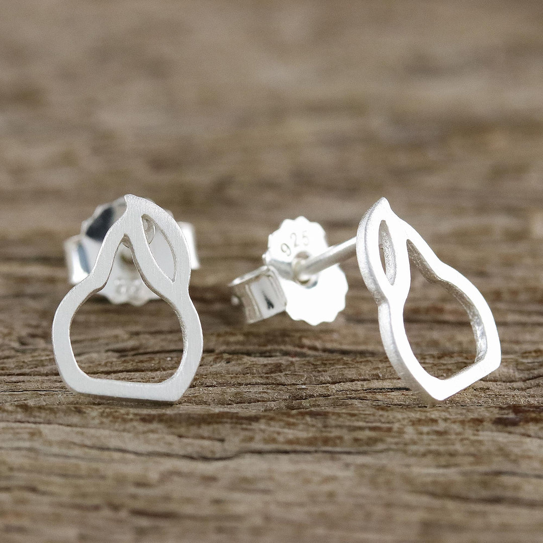Sterling Silver Pear Stud Earrings from Thailand - Pears