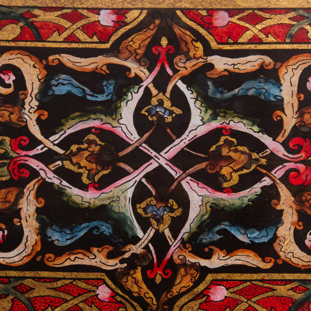 Floral Motif Reverse Painted Glass Tray from Peru - Floral Connection