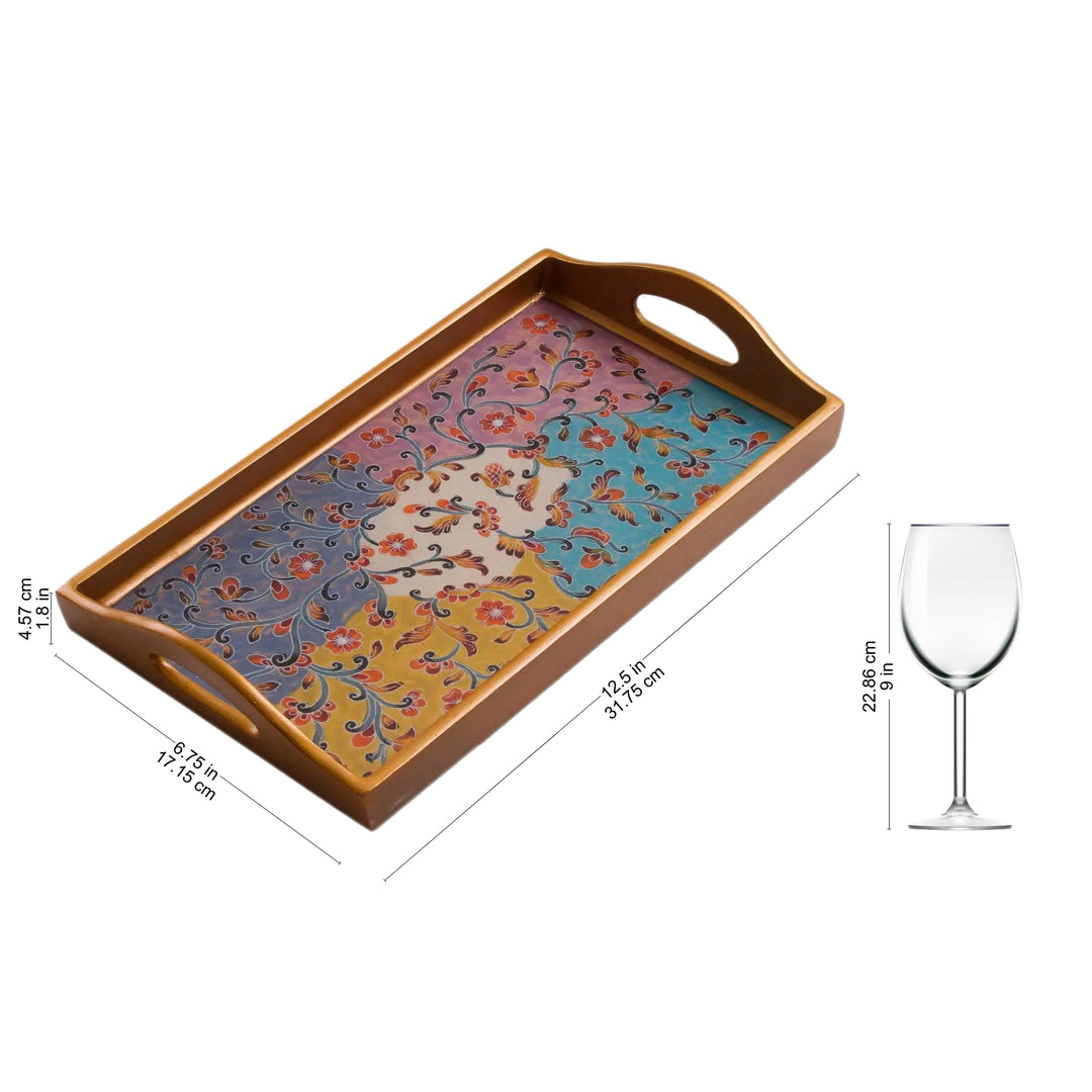 Multicolored Reverse Painted Glass Tray from Peru - Margarita Joy