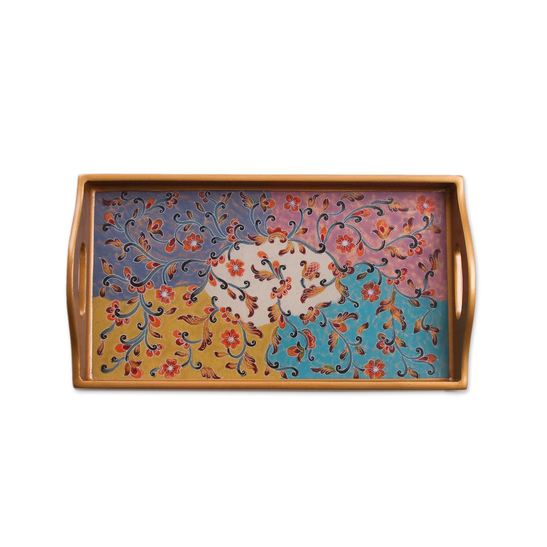 Multicolored Reverse Painted Glass Tray from Peru - Margarita Joy