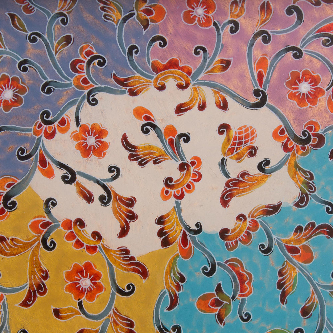 Multicolored Reverse Painted Glass Tray from Peru - Margarita Joy