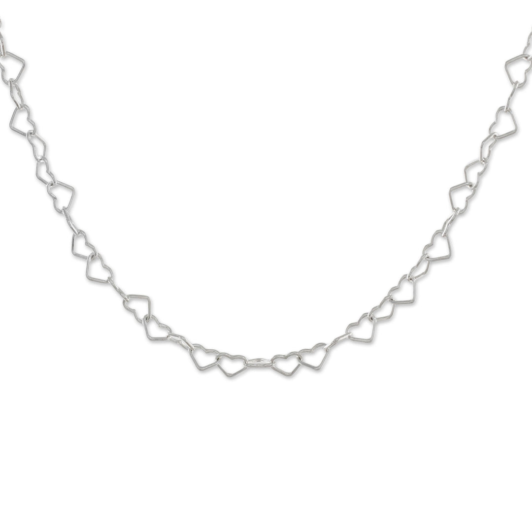 Sterling Silver Heart Link Necklace (3mm) from Thailand - Lots of Love