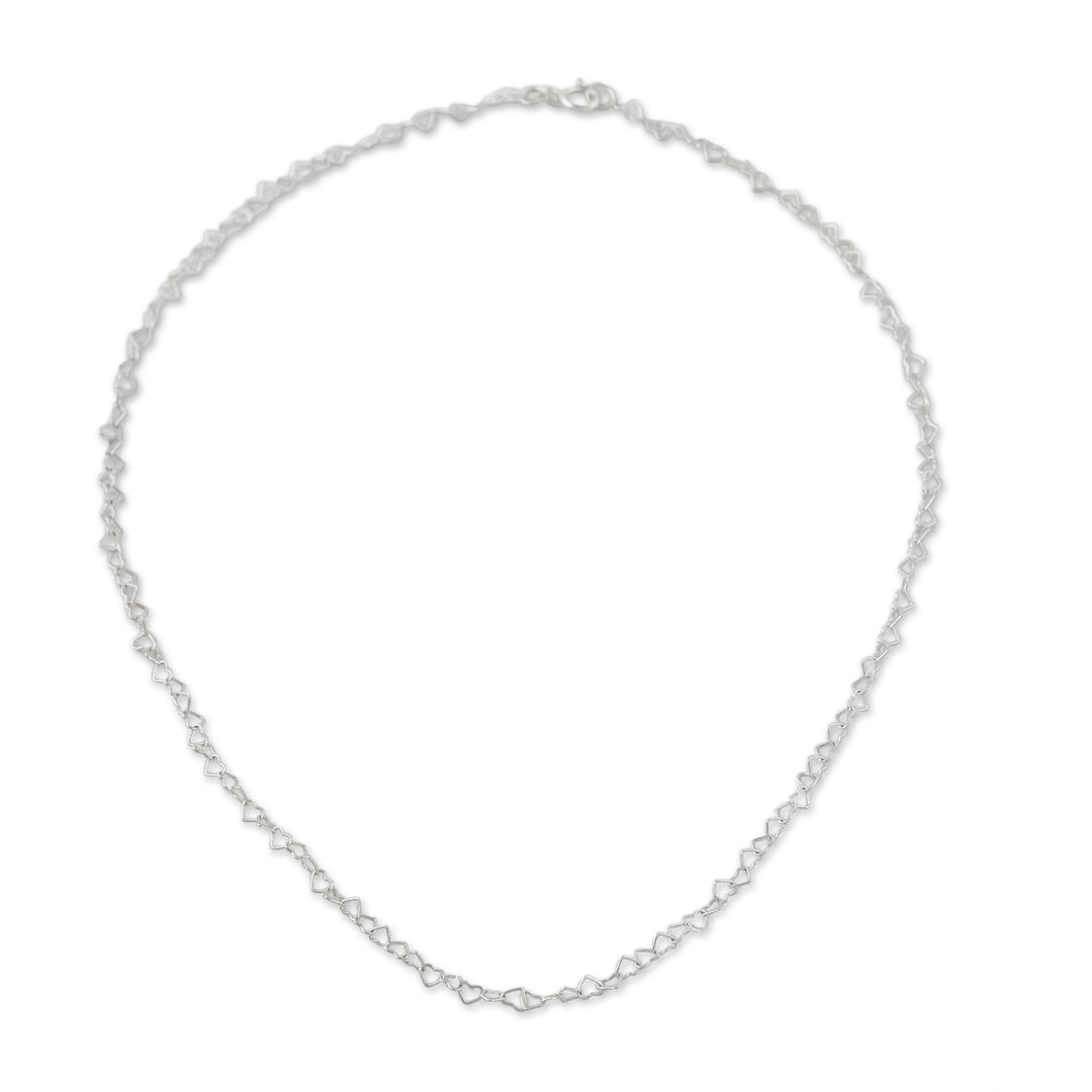 Sterling Silver Heart Link Necklace (3mm) from Thailand - Lots of Love