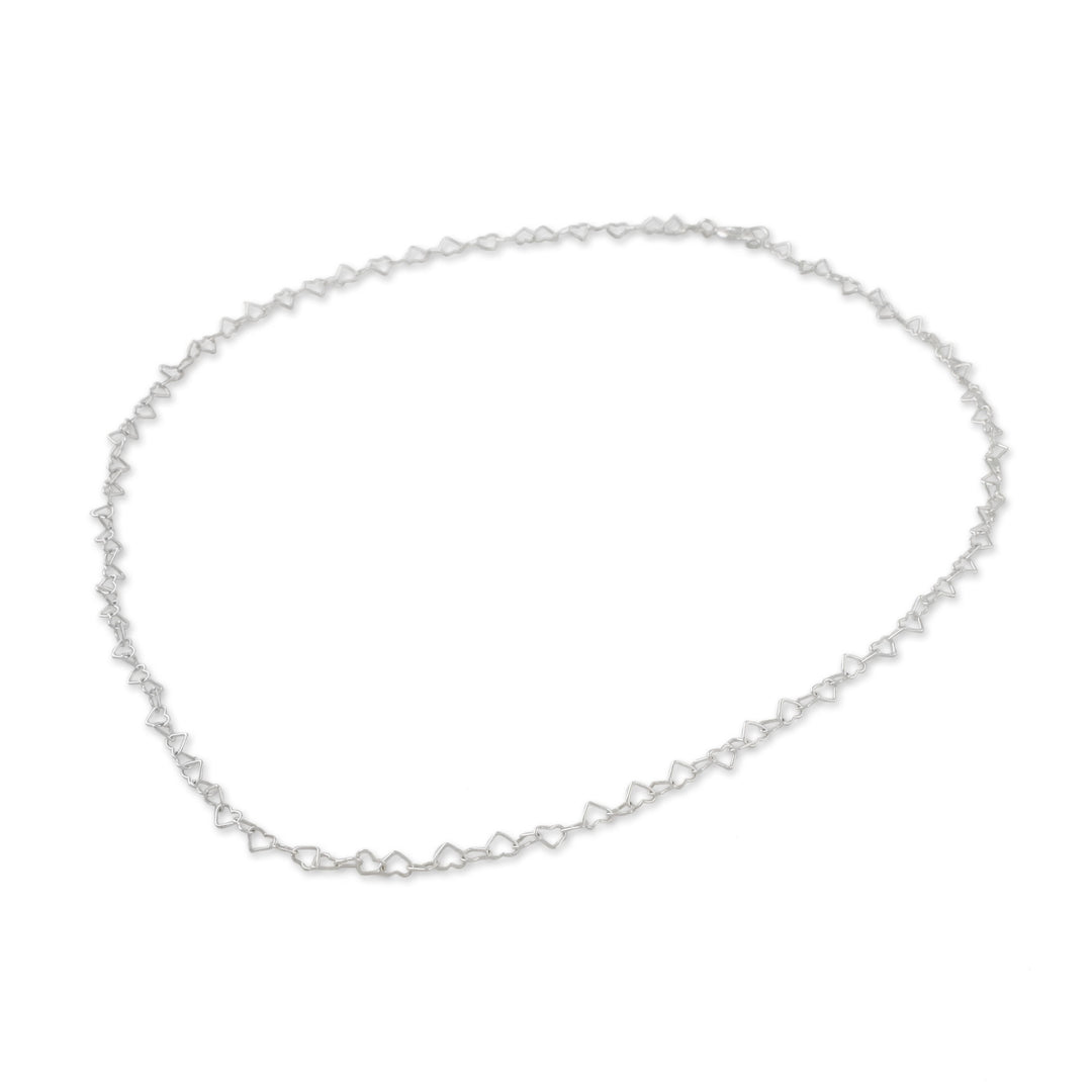 Sterling Silver Heart Link Necklace (3mm) from Thailand - Lots of Love