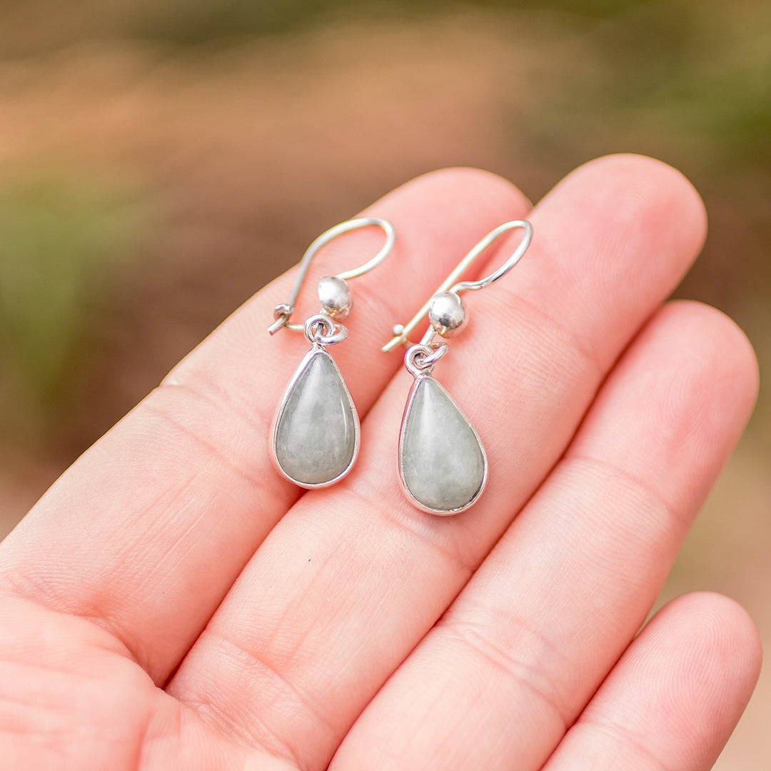 Drop-Shaped Jade Dangle Earrings in Apple Green - Apple Green Tears