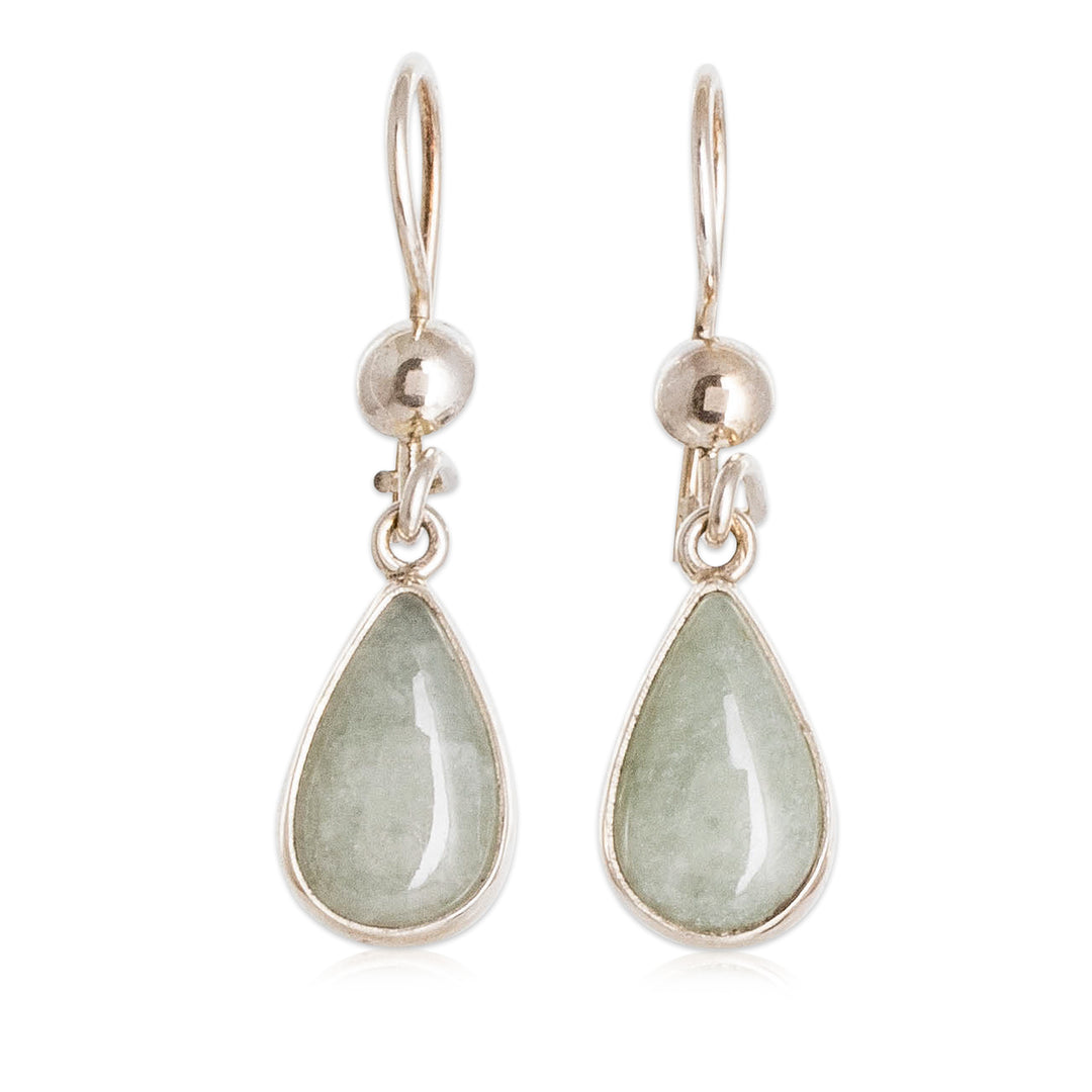 Drop-Shaped Jade Dangle Earrings in Apple Green - Apple Green Tears