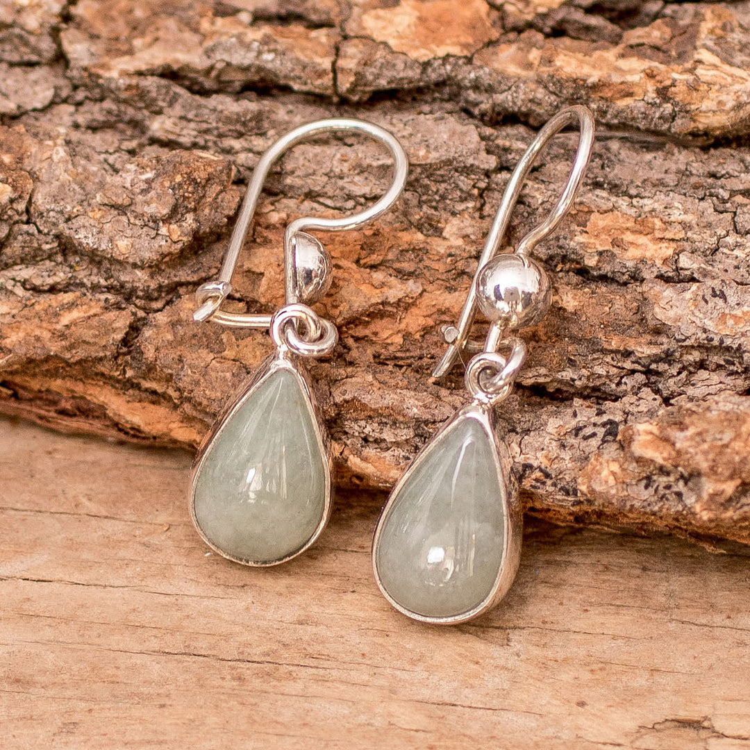 Drop-Shaped Jade Dangle Earrings in Apple Green - Apple Green Tears