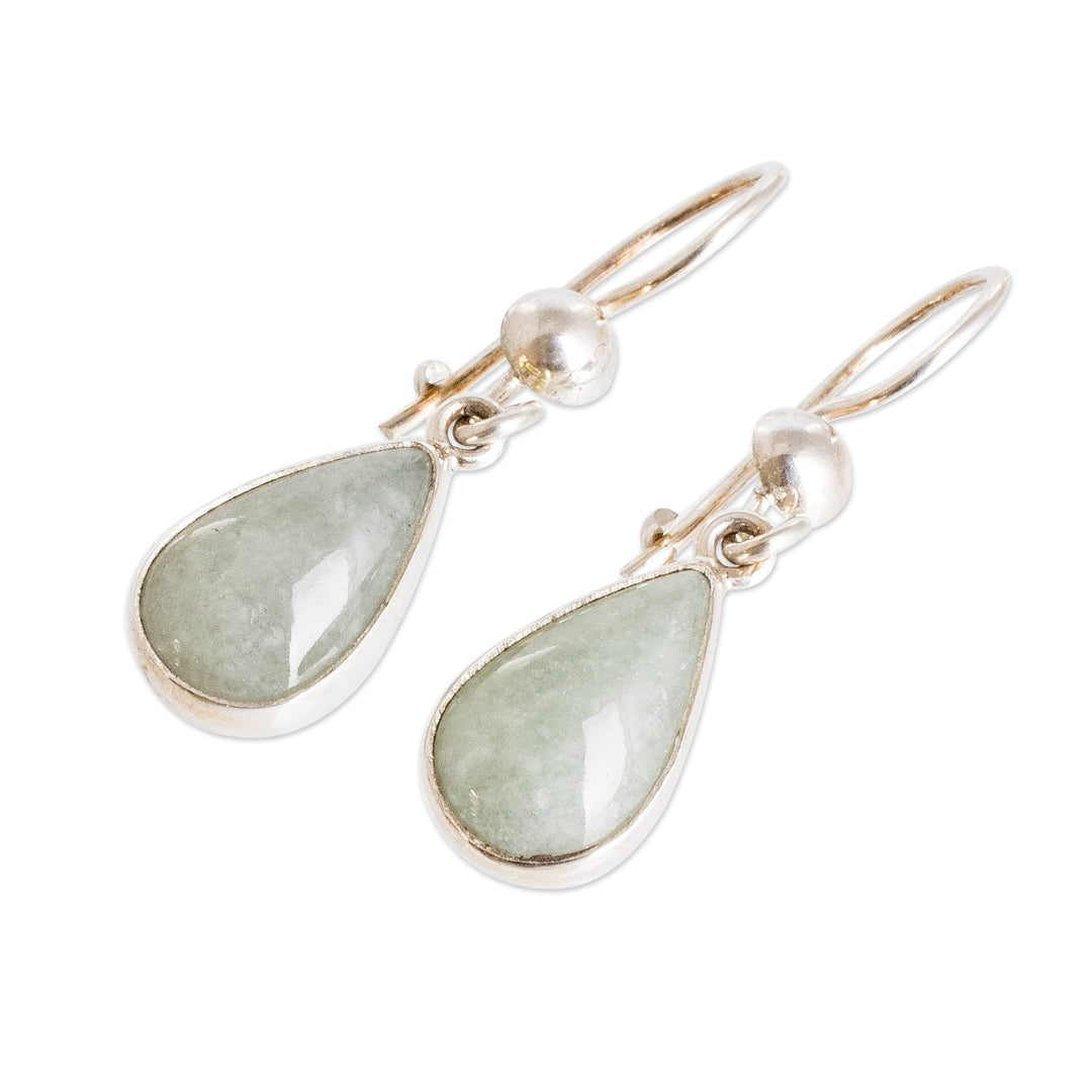 Drop-Shaped Jade Dangle Earrings in Apple Green - Apple Green Tears