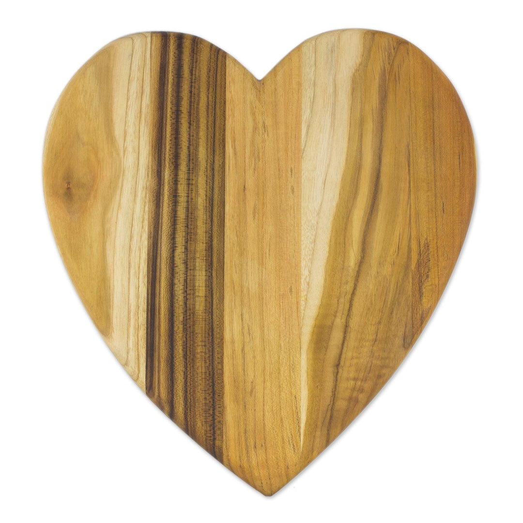 Heart-Shaped Teak Wood Cutting Board from Guatemala - Heart of Cooking