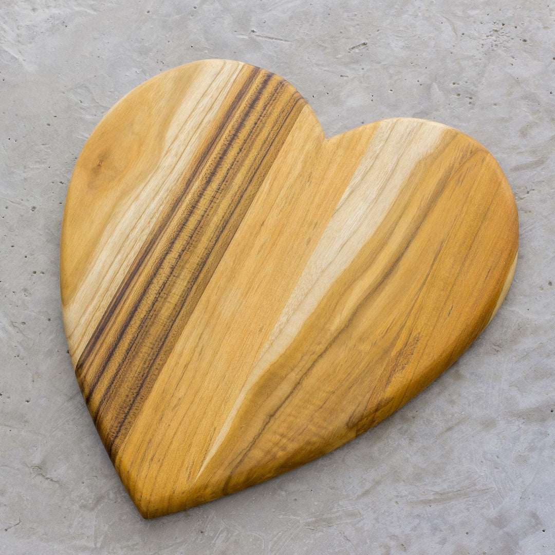 Heart-Shaped Teak Wood Cutting Board from Guatemala - Heart of Cooking
