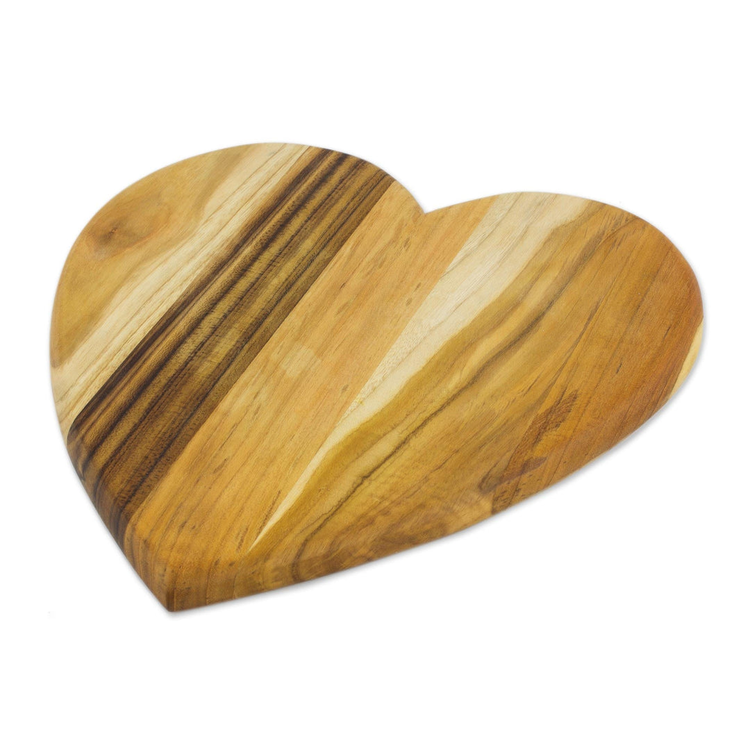 Heart-Shaped Teak Wood Cutting Board from Guatemala - Heart of Cooking