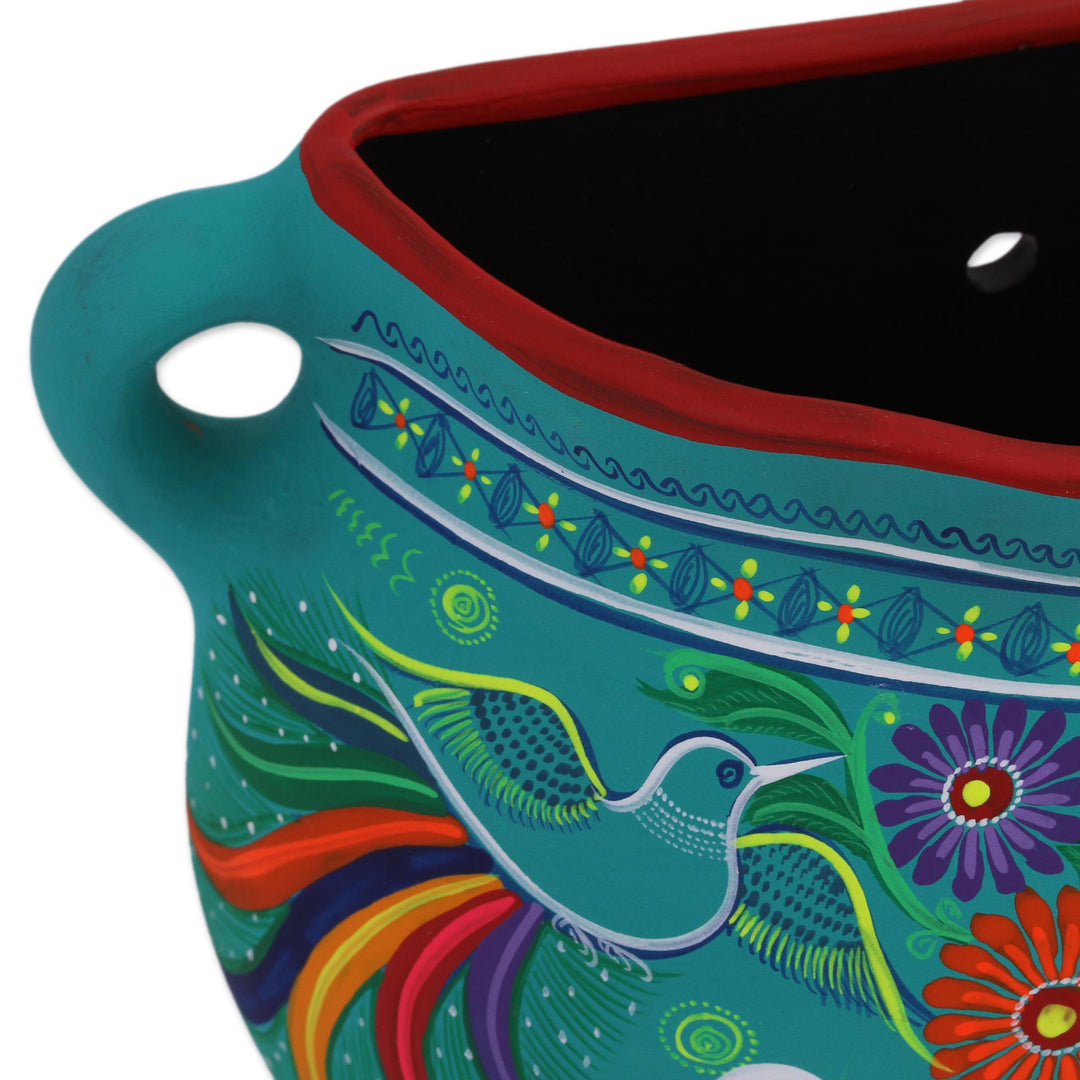Turquoise Hand Painted Ceramic Decorative Vase Wall Art - Garden Vase