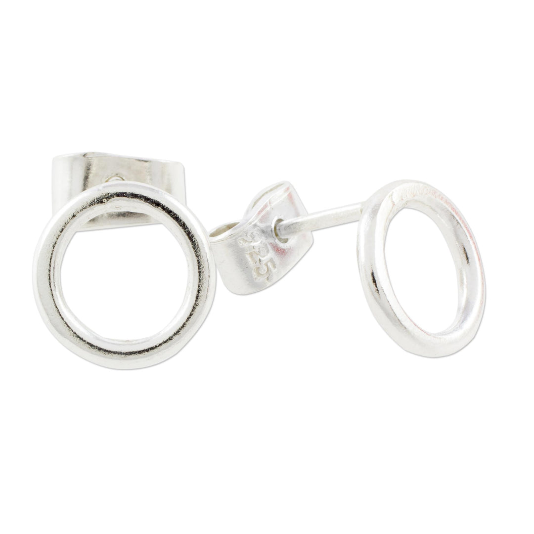 Circular Sterling Silver Stud Earrings from Guatemala - Rings of Harmony